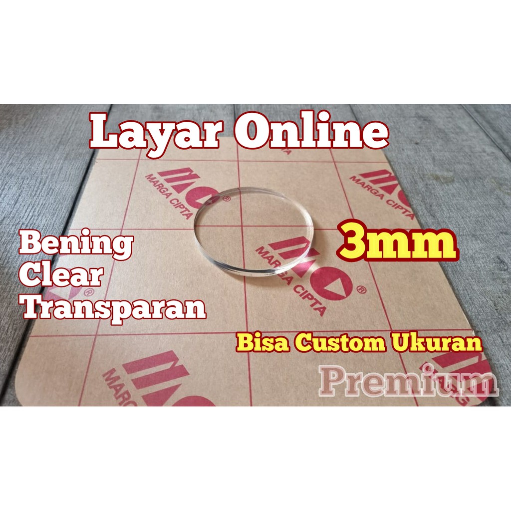 PREMIUM Acrylic Bulat 3mm Laser Cutting Custom Bening - Hitam - Putih Susu - Putih Solid