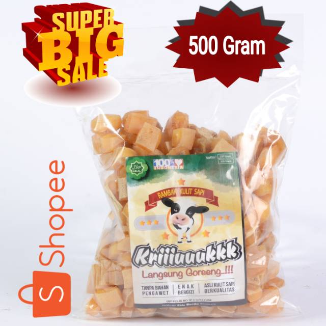 

PAKETHEMAT!!! KRECEK KRUPUK RAMBAK KULIT SAPI MENTAH - KOTAK DADU - LANGSUNG GORENG - 500 GRAM