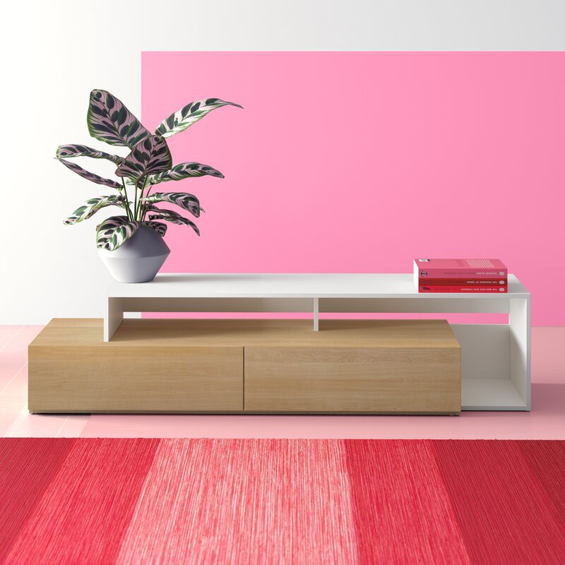 Meja TV Minimalis Modern 150 cm 2 Laci Maks Ukuran TV 50" Varian Warna Model Scandinavian Sudah Dira