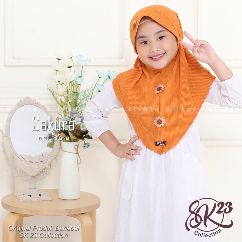 MUGHNI - SK23 COLLECTIONS / SAKURA HIJAB BERGO ANAK PRISKET TALI