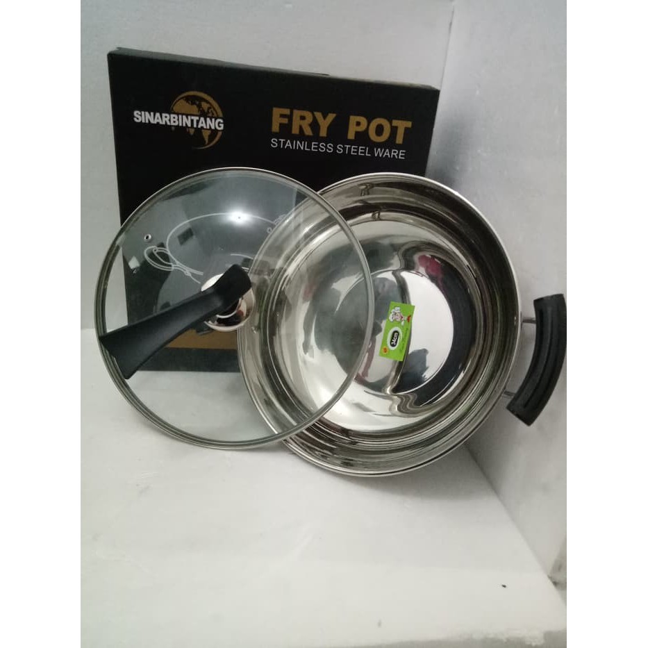 WAJAN FRY POT WARE STAINLESS STEEL 32CM