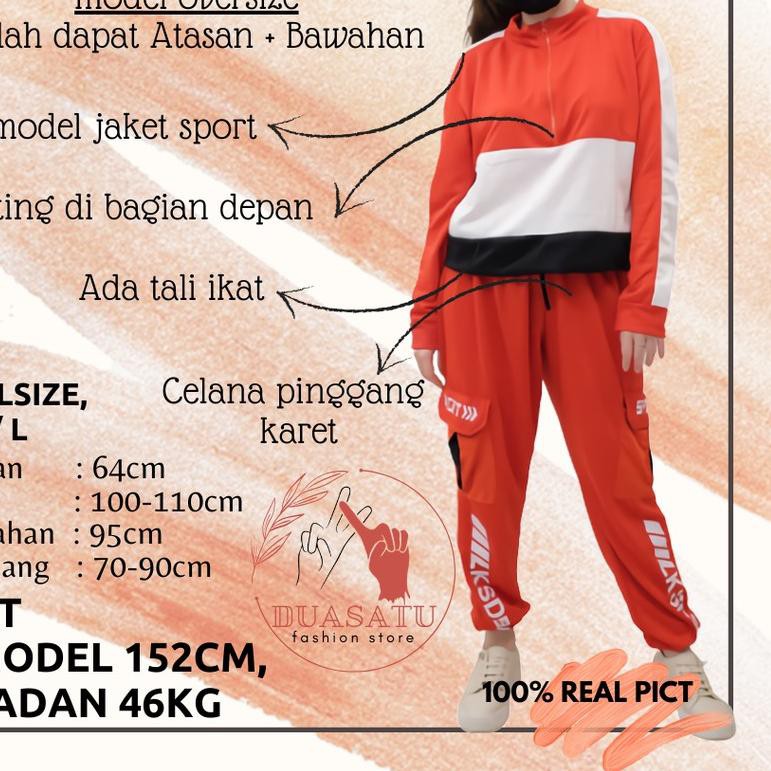 ۩ Baju Setelan Stelan One Set Jaket Celana Olahraga Training Senam Jogger Joger Zumba Wanita Kekinia