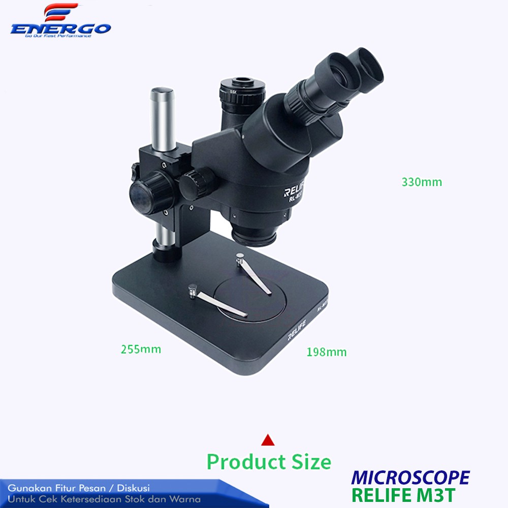 Relife Microscope Trinocular M3T-B1 + Lampu Led (Support Kamera)