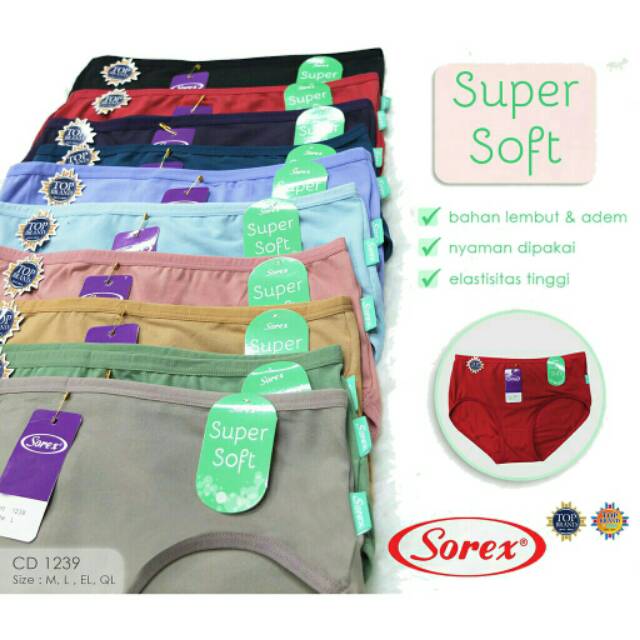 6 Pcs Celana Dalam Wanita SOREX 1239 Super Soft | CD Perempuan Dewasa | Sguna Tali Kecil