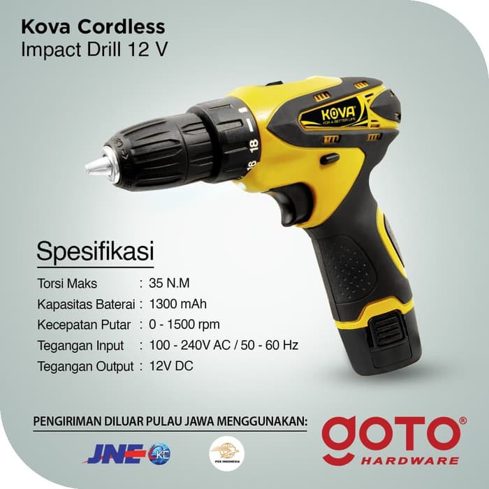 KOVA Mesin Bor Baterai Tangan Cordless Drill 12V