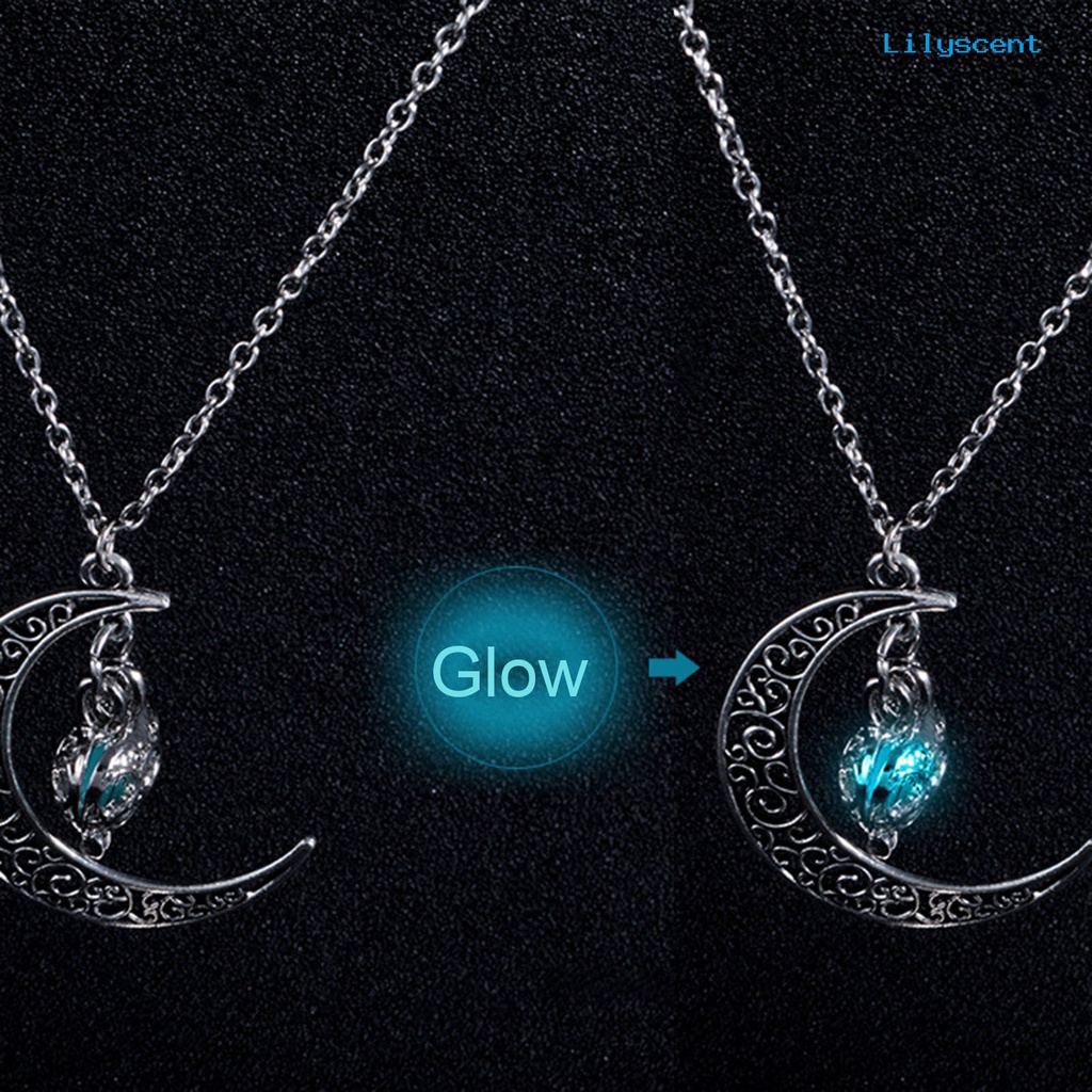 Kalung Choker Dengan Liontin Bulan Sabit Glow In The Dark Untuk Unisex