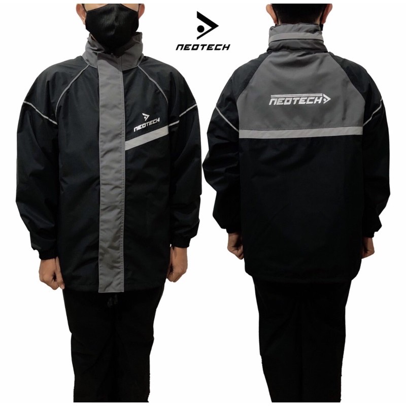 JAS HUJAN NEOTECH SETELAN ATAS BAWAH HITAM ABU // BUKAN AXIO