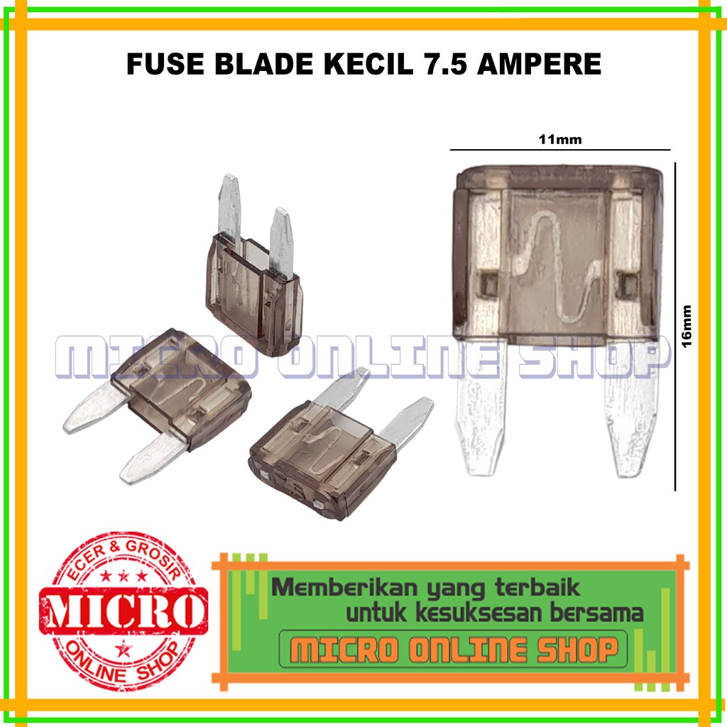 [Murah] 5 Buah Sekring Tancap Motor Fuse Blade Kecil 7.5A/7.5 Ampere 11mm Sekring Tancap Motor Mobil
