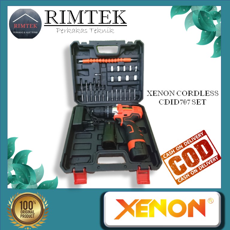 XENON CDID707 MESIN BOR IMPACT BATERAI CORDLESS IMPACT DRILL AKSESORIS