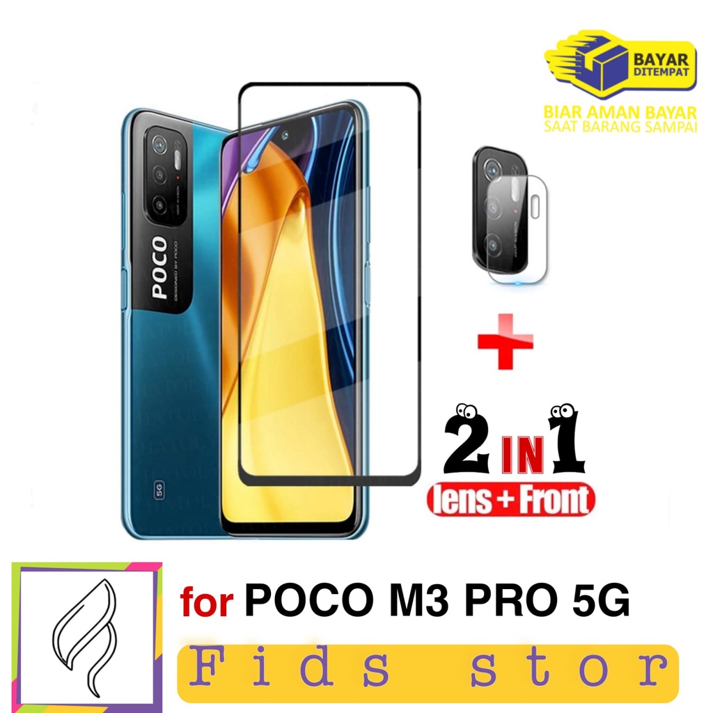 PROMO Paket 2 IN 1 Tempered Glass POCO M3 Pro 5G FREE Tempered Glass Lensa Camera - ANTI GORES CAMERA