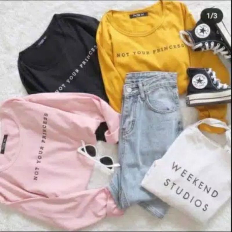 BIG SALEEE!!! Tumbrl Tee LongSleeve Not Your Princess Lengan Panjang Kaos Wanita Murah