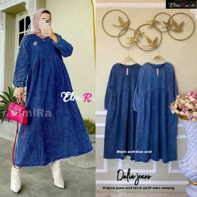 DALIA JEANS BY ELMIRA (DRESS JEANS MUSLIMAH) Dress wanita jeans rekomeded