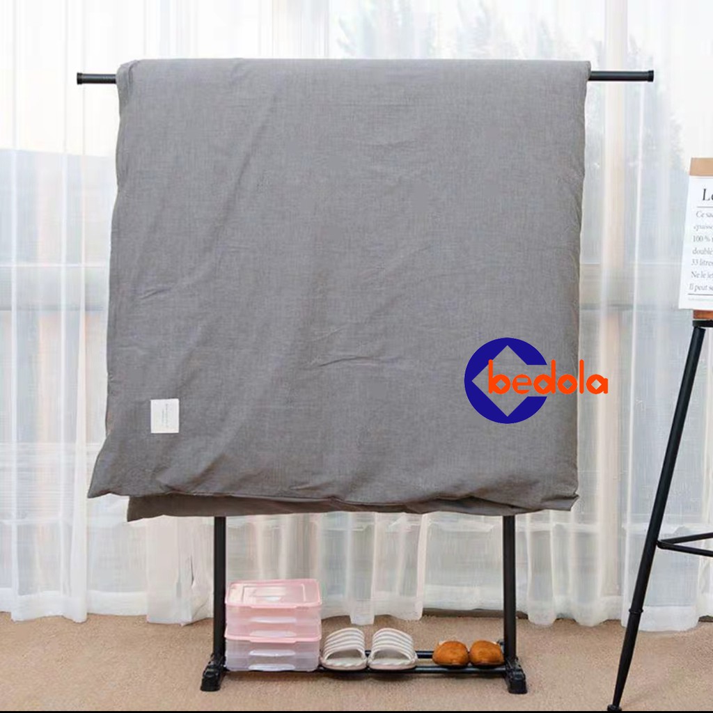 Bedola Stand hanger double rak serbaguna dengan 4 roda 2 sisi