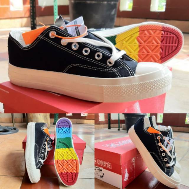 Converse 70's Hitam Pendek size 38-43. Sol Rainbow.