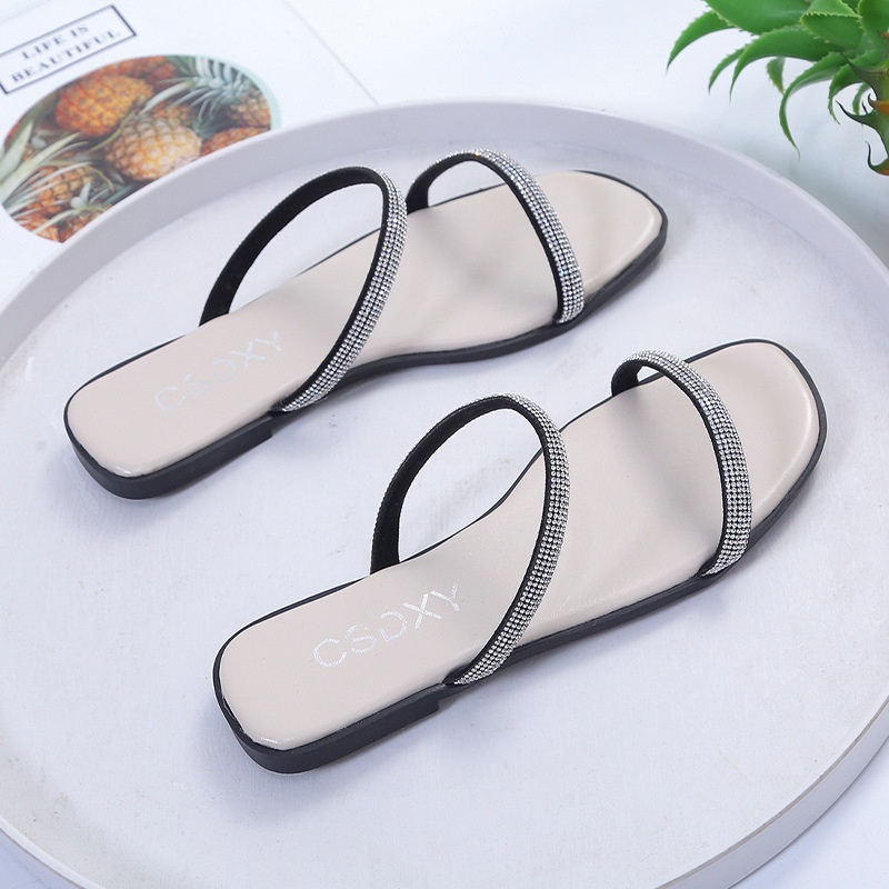 TBIG [COD] Sandal Slop Tali Wanita ZY Import Korea Style Santai Wanita Remaja