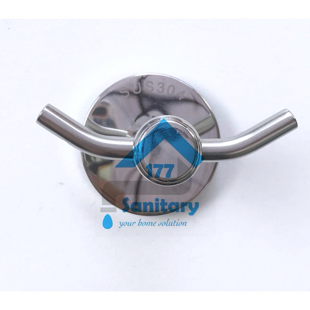 Gantungan Baju Stainless 304 Minimalis 2 Kait Tebal KS4410-2- Kapstok Stainles 2kait Hook Hanger /G32