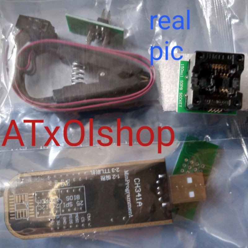 Jual CH341A USB PROGRAMER plus KABEL JEPIT EEPROM DOWNLOADER PLUS