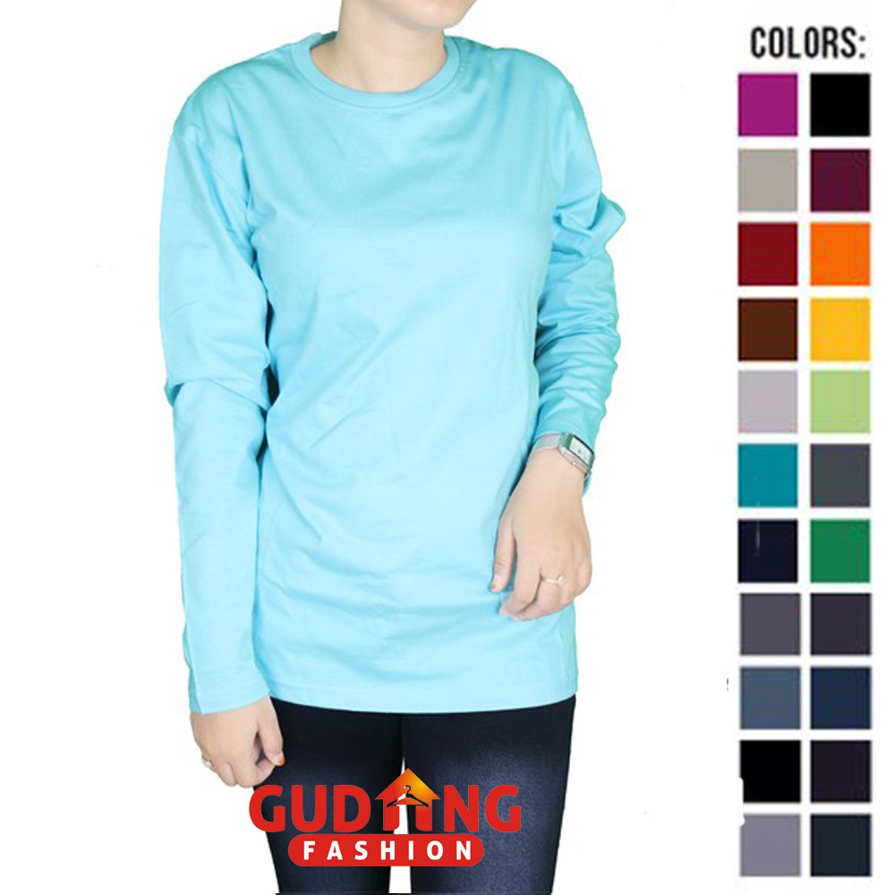 Kaos Polos Wanita Panjang Cotton Combed S20 - Banyak Pilihan Warna POLW (COMB)