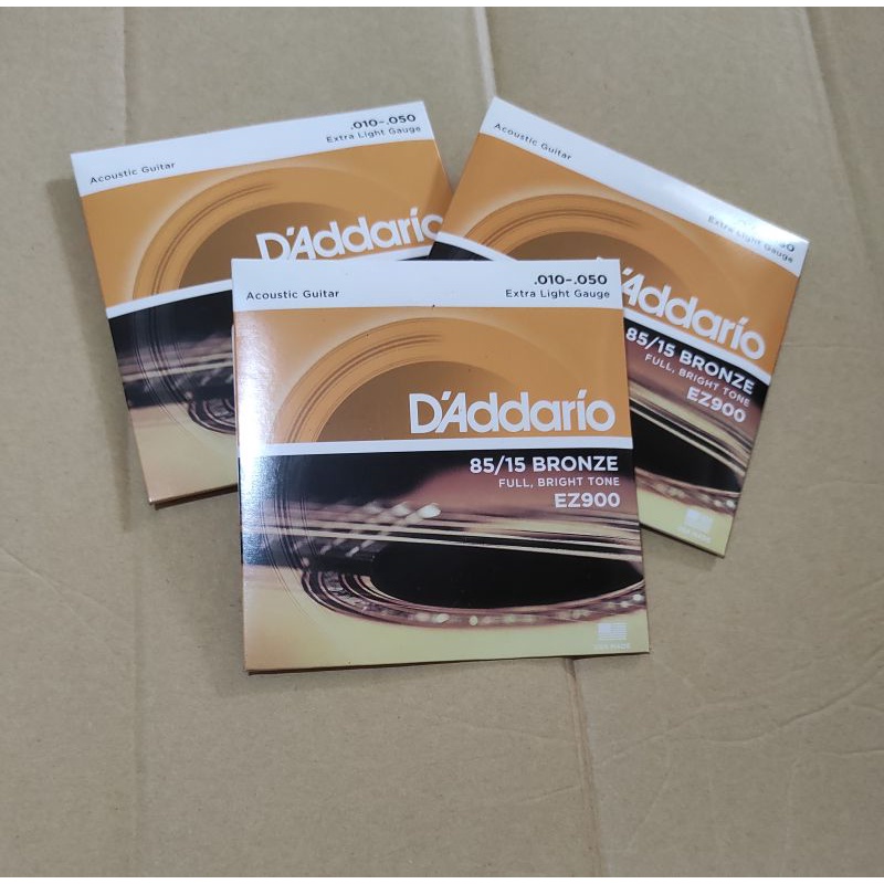 senar gitar D'addario akustik 1 set (6 senar) ukuran 0.10 seri ez900