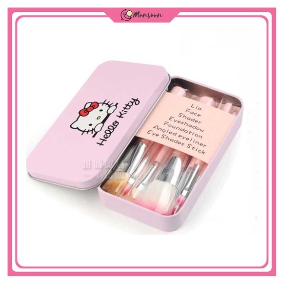 MONSOON - D8000 Set Kuas Make Up / Kuas Make Up 7 in 1 Hello Kitty / Make Up Brush / Make Up Tools / Set Kuas Make Up Import