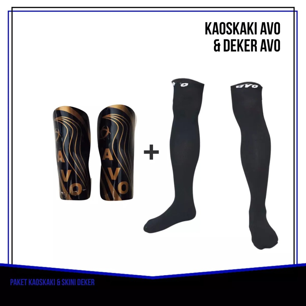 PAKET KAOS KAKI PANJANG /KAOS KAKI BOLA FUTSAL PANJANG POLOS &amp; SKIN DEKKER AVO WARNA HITAM