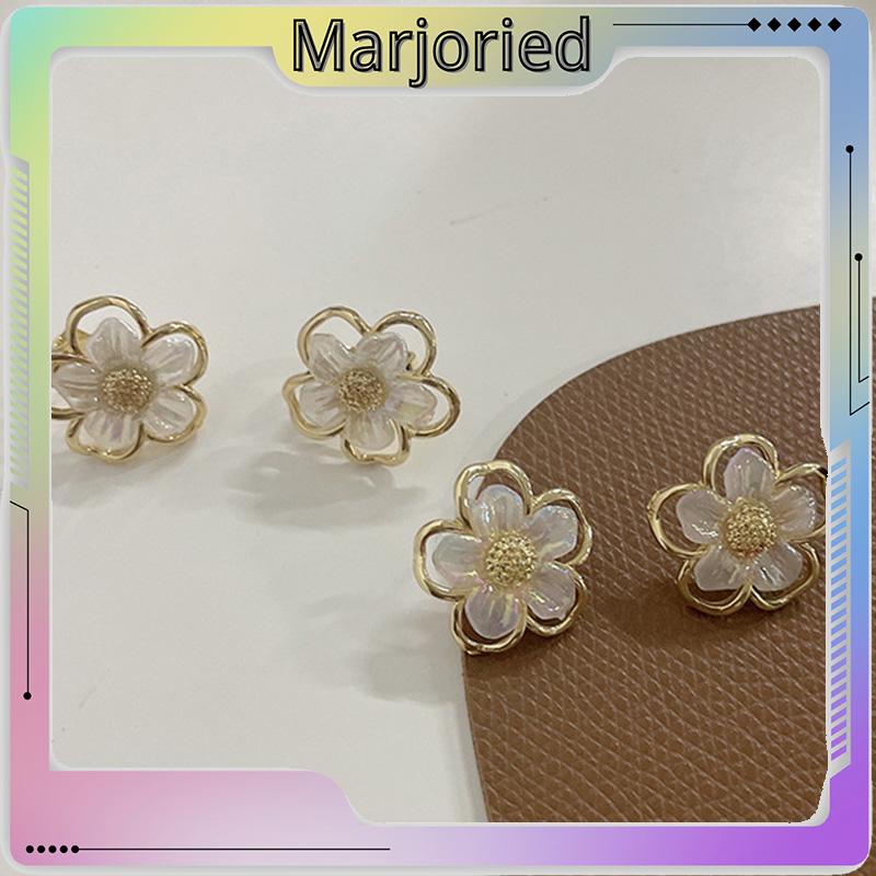 Simple Retro Super Fairy Double Layer Flower Earrings Wanita Anting Fashion Pribadi-MJD