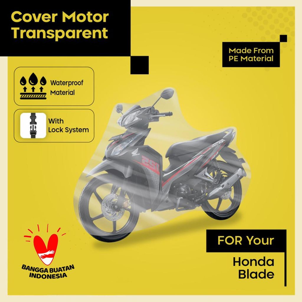Sarung Motor COVER BODY Transparan Anti Air Motor HONDA BLADE REVO X SUPRA GTR SUPRA X