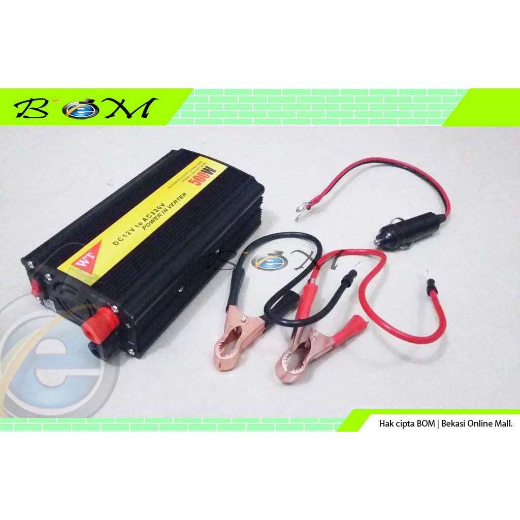 power inverter dc 12 v to ke ac 220v aki mobil ke listrik 500w watt