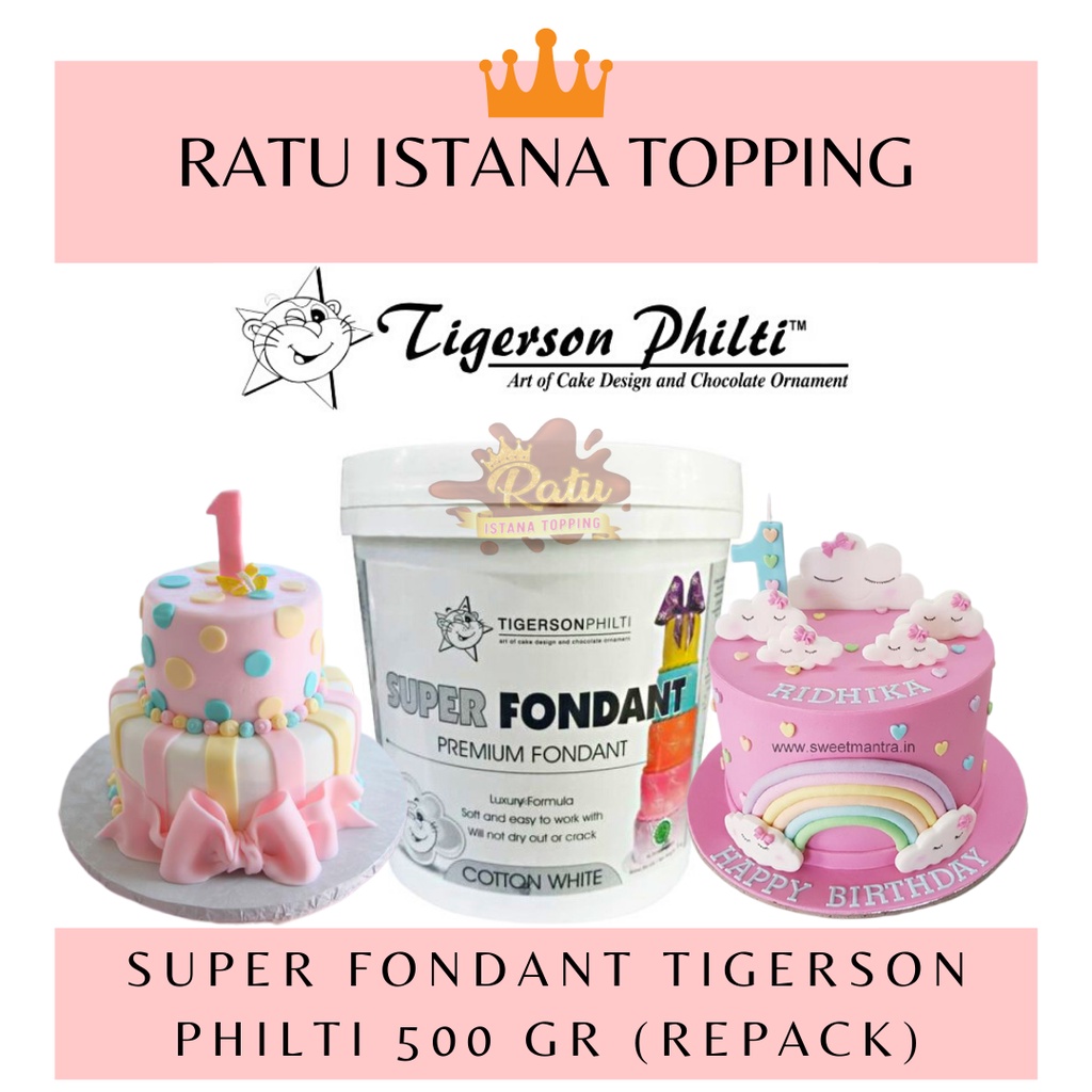 

SUPER FONDANT WHITE 500 GR REPACK ICING TIGERSON PHILTI COTTON WHITE FONDAN GUMPASTE