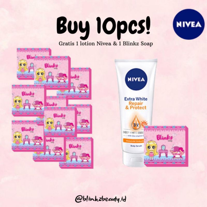Blinkz soap beauty paket 10 sabun gratis 1 sabun&amp; Nivea.pemutih mencerahkan aman BPOM promo viral