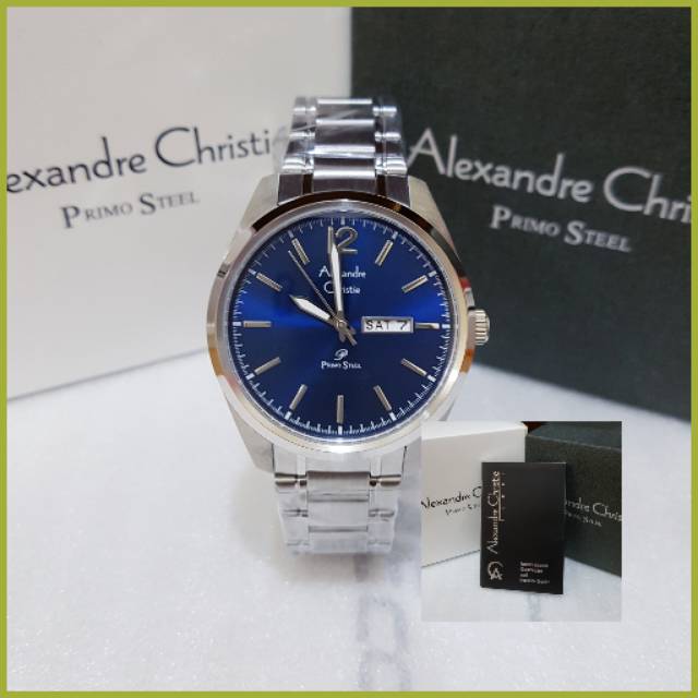 Jam tangan alexandre christie AC 1012 silver blue navy  jam tangan pria original
