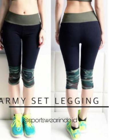 ➺ ARMY SET LEGGING/ Baju Senam Wanita/ Baju Zumba Original/ Legging Zumba Yoga Aerobic Import ◘