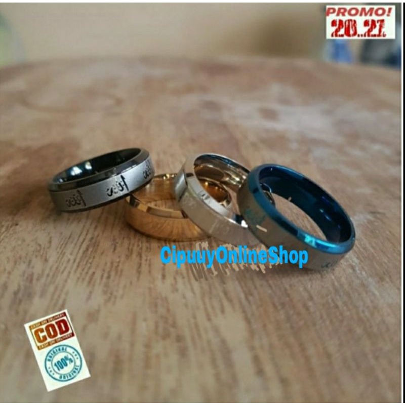 6MM Cincin Tauhid Lafadz Allah Muslim Islam Kaligrafi