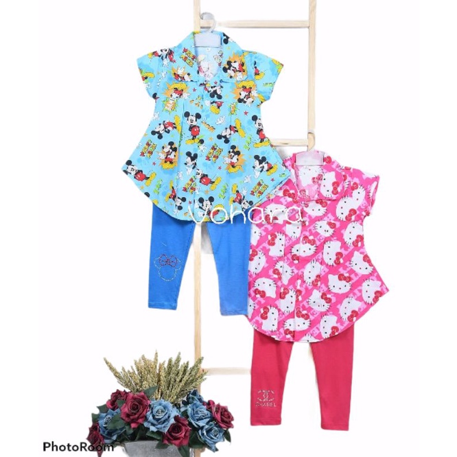 PAKET LUSINAN SETELAN TUNIK LEGGING ANAK CATRA/MIKRO