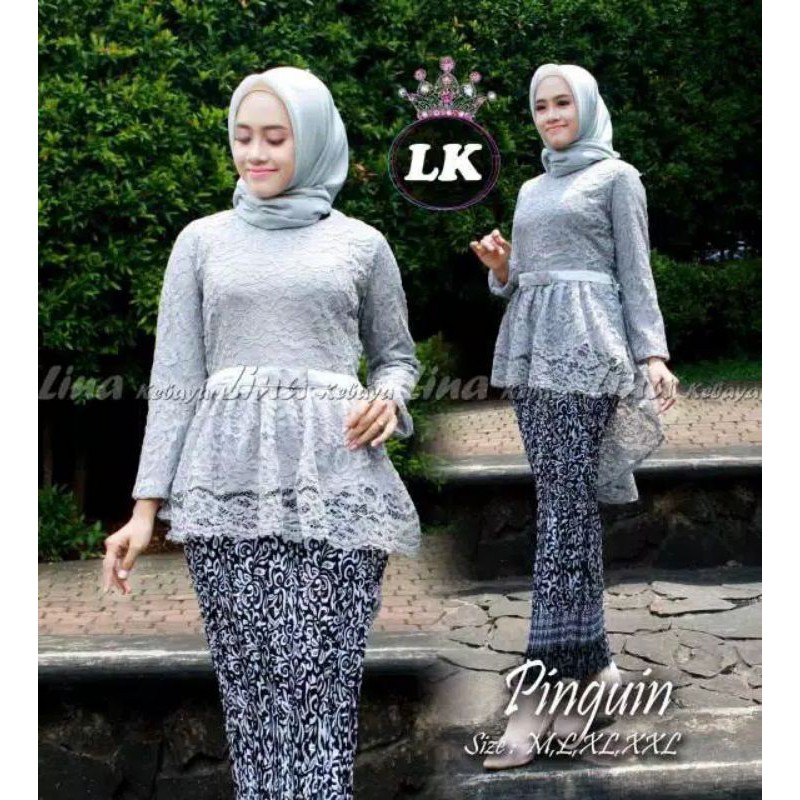 SETELAN KEBAYA /KEBAYA BROKAT /SETELAN BROKAT / KEBAYA MODERN / KEBAYA WISUDA /KEBAYA PINGUIN /-SET ABU