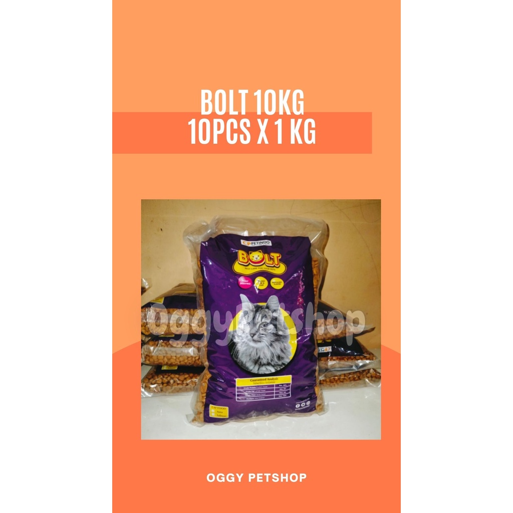 Makanan Kucing BOLT Kemasan 10 Kg (1 kg x 10 Pcs) | BOLT 1 Kg X 10 Pcs Khusus Grab/Gojek