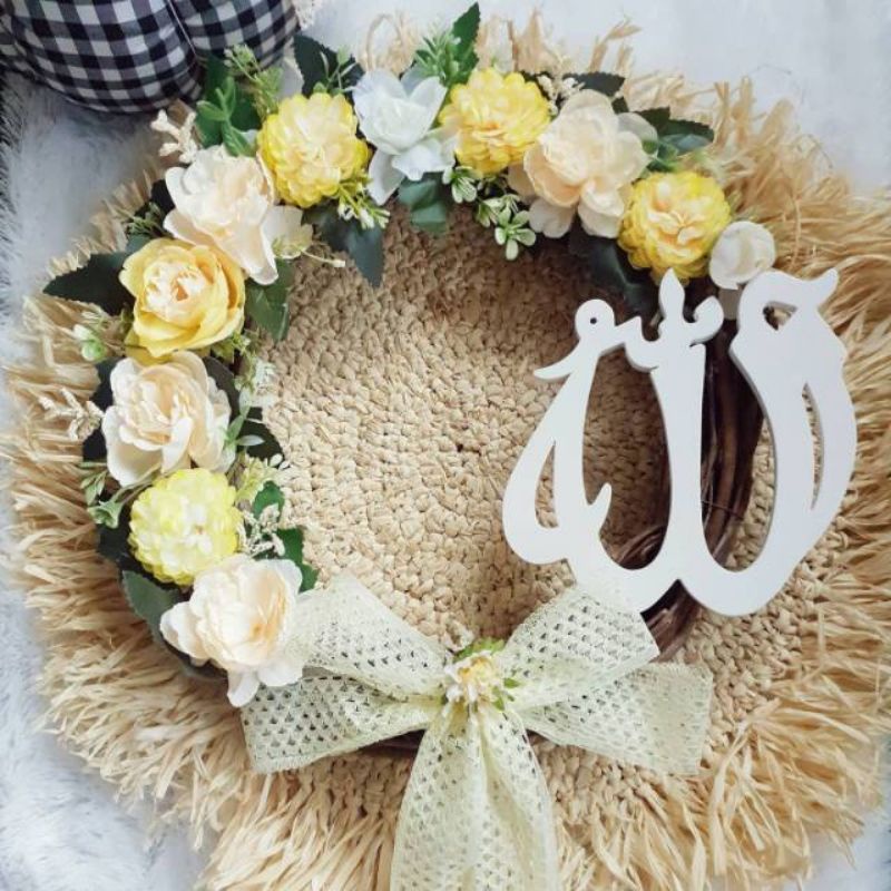 Wreath Flower Akar Tulisan Allah Hiasan Dinding Hiasan Tulisan Homedecor