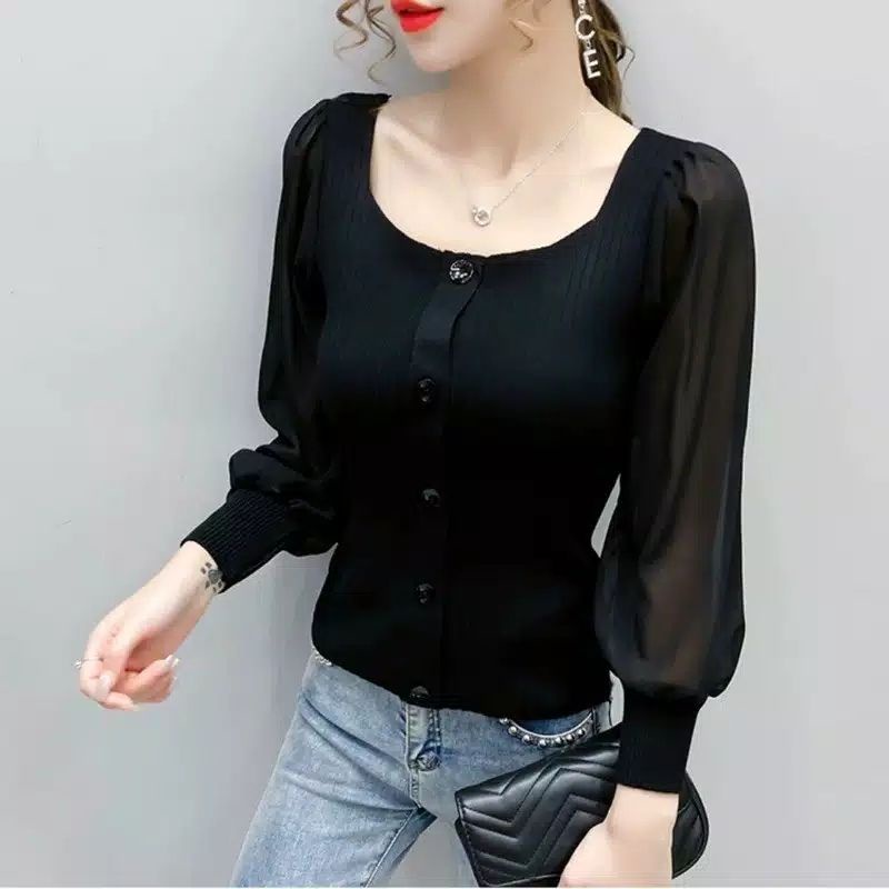 MDLV~L943 ELSI KNIT TOPS LENGAN PANJANG // WOMEN FASHION IMPORT