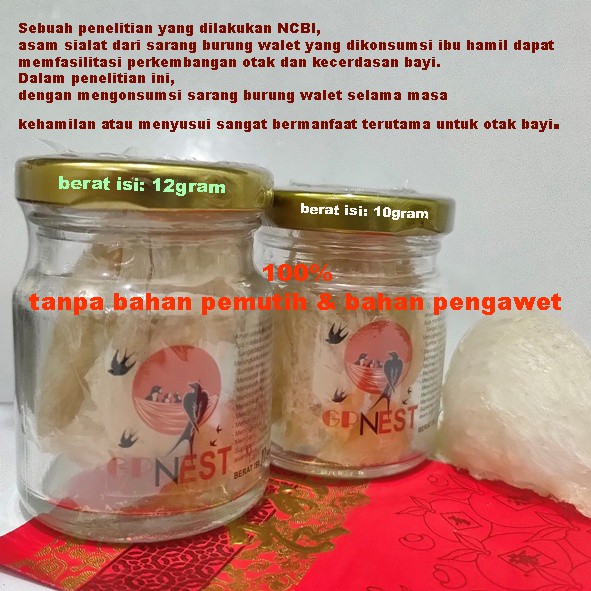 SARANG BURUNG WALET BERSIH NATURAL kemasan botol Bird's Nest 12gram