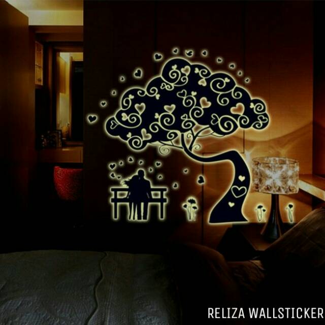 RELIZA Wall Sticker / Stiker Dinding 60X90 POHON GLOW IN THE DARK  LOVE TREE ABQ9610