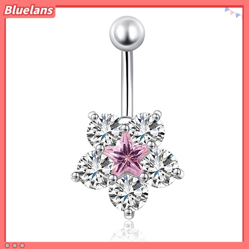 Cincin Tindik Perut Desain Bunga Aksen Berlian Imitasi Untuk Wanita