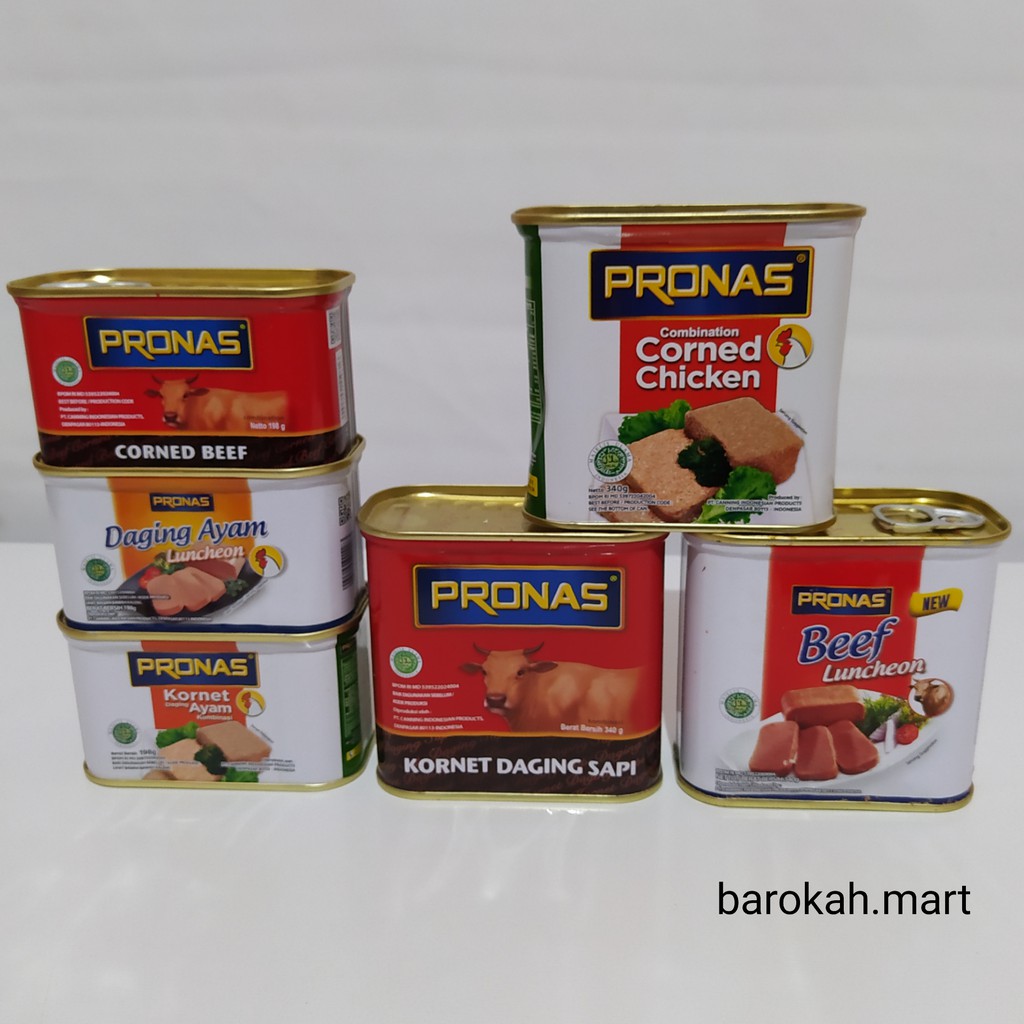 

Kornet Pronas Ayam, Daging Sapi, Ayam Luncheon, Daging Sapi Luncheon kemasan 198 gr 340 gr