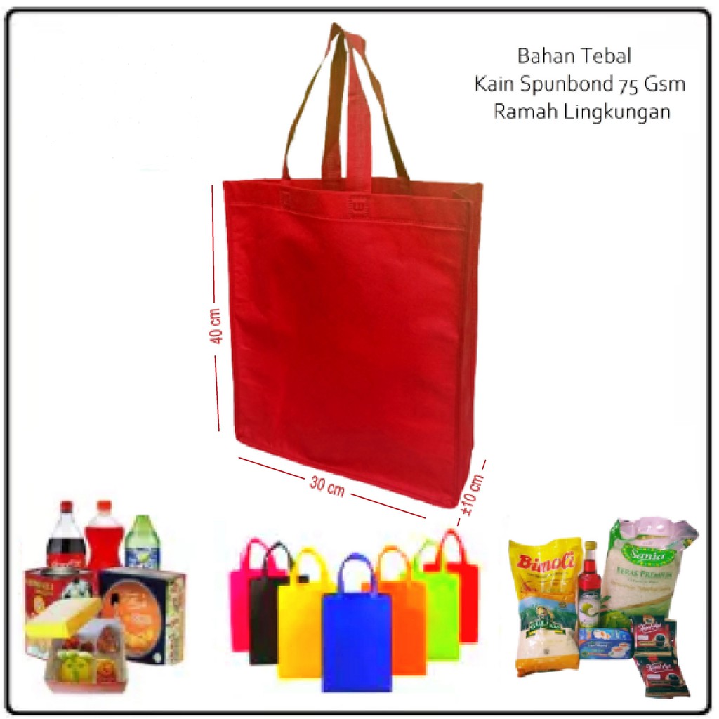 

TAS SPUNBOND / TAS KAIN / GOODIE BAG / TAS SOUVENIR / KANTONG SOUVENIR 30x40x10 ISI 12 PCS ( LUSIN )