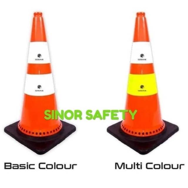 Traffic Cone 75 cm Lentur Kerucut Trafic Safety PVC ORANGE Base Hitam