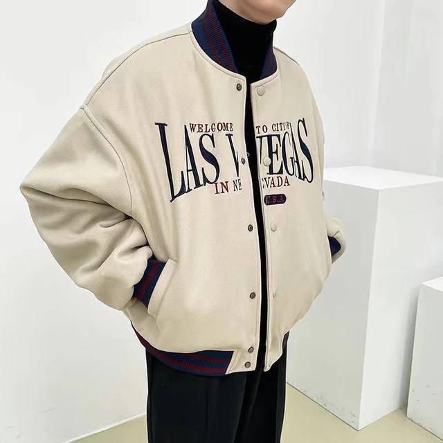 LAS VEGAS Jacket Varcity Baseball Oversize Pria Wanita Sweater Bisbol Kekinian Gaya Casual OOTD Korean