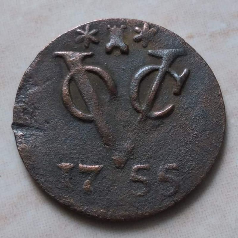 Koin Kuno 1 Doit VOC 1755 Zeeland - Jarang Ada