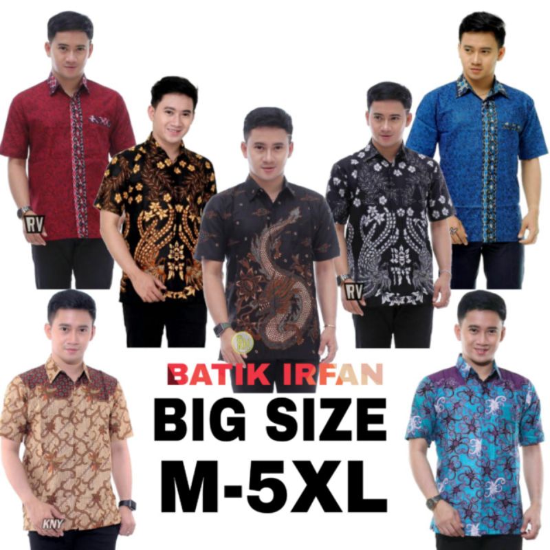 Hem batik lengan pendek size jumbo M L XL XXL 3XL 4XL 5XL