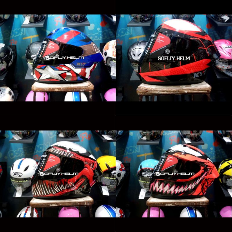 HELM KYT TT COURSE MARVEL CAPTAIN AMERICA LIMITED EDITION FLAT DARK SMOKE