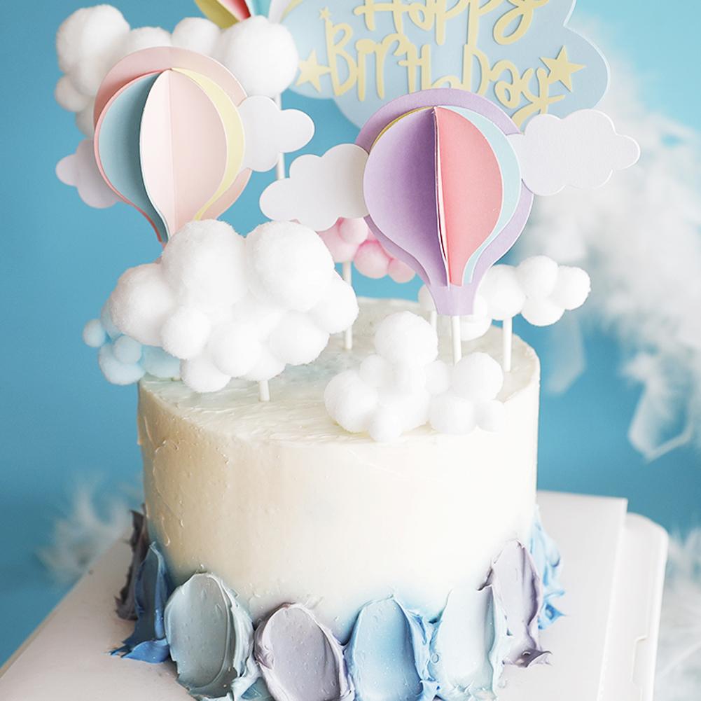 Cute Colorful Hairball Clouds Cake Topper Happy Birthday Party Decor Kids Boy Girl Clouds Cake Decor Birthday Party