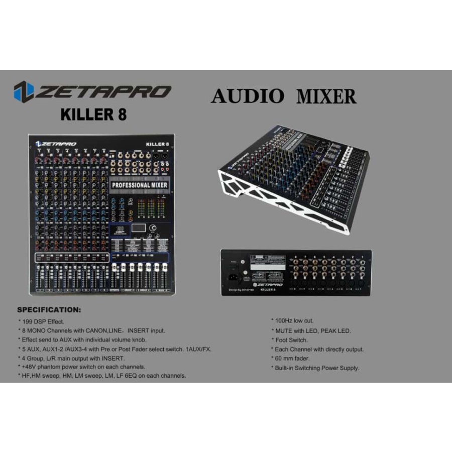 Mixer Mixing Zetapro KILLER 8 Channel Pro Original KILLER8 channel TERBAIK